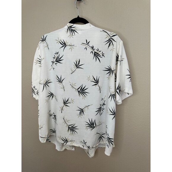 Vintage Sarah‎ B Woman Womens Tan Blouse 2X short sleeve Rayon floral button up - Picture 5 of 9